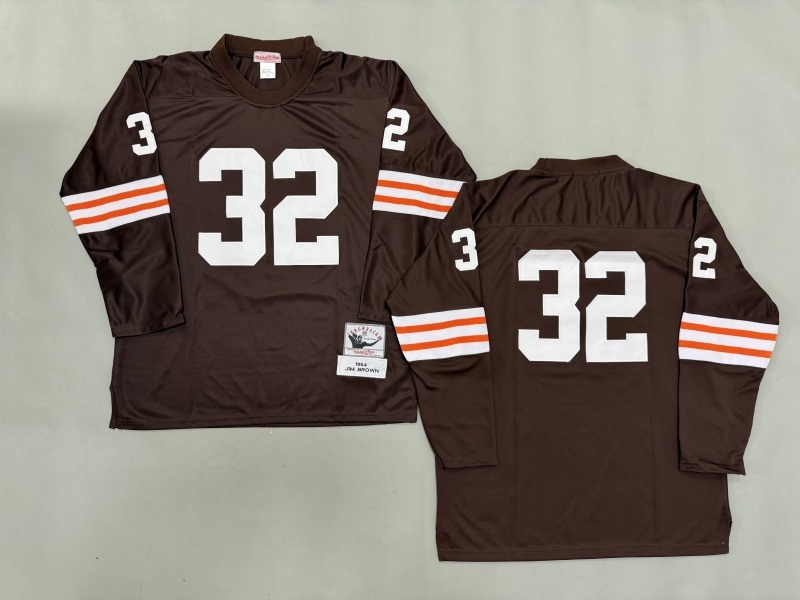 Men 2025 Cleveland Browns #32 Brown brown Throwback Limited NFL Jersey style 002
